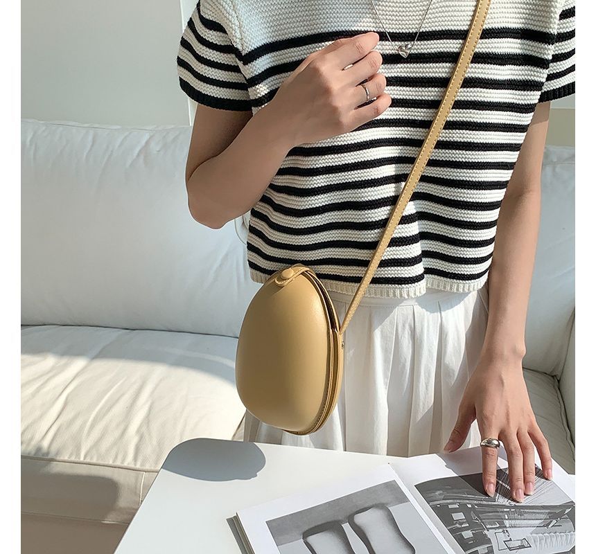 Faux Leather Egg Crossbody Bag