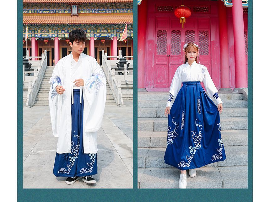 Embroidered Hanfu Blouse / Light Jacket / High Waist Maxi A