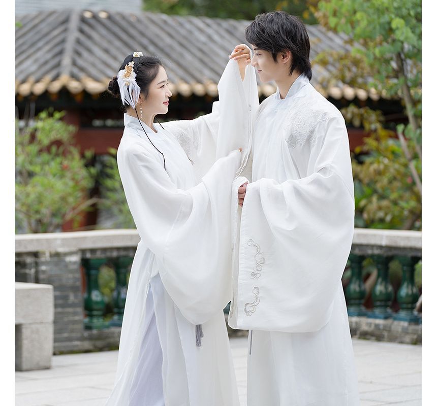 Couple Matching Embroidered Hanfu Blouse / Light Jacket / Pants / Belt