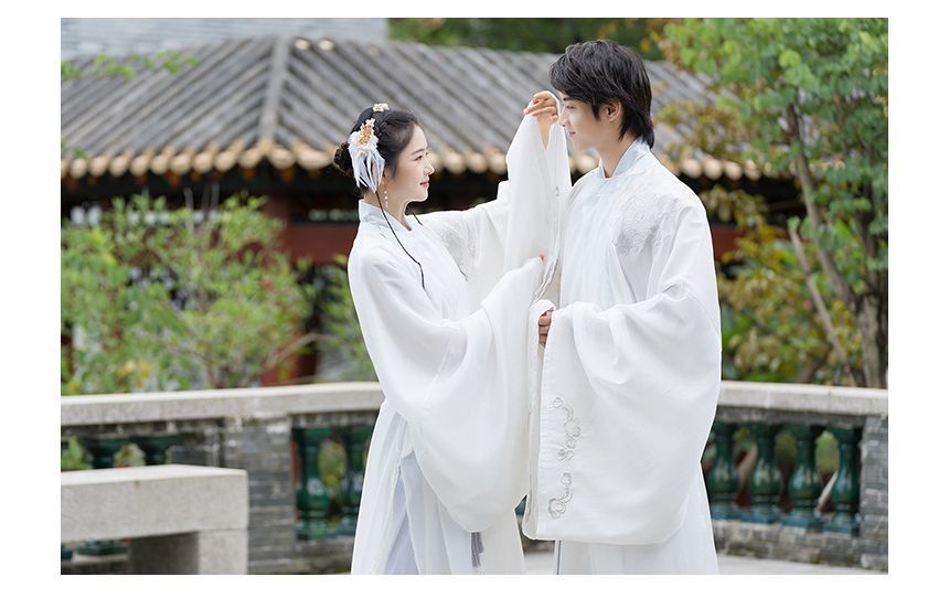 Couple Matching Embroidered Hanfu Blouse / Light Jacket / Pants / Belt