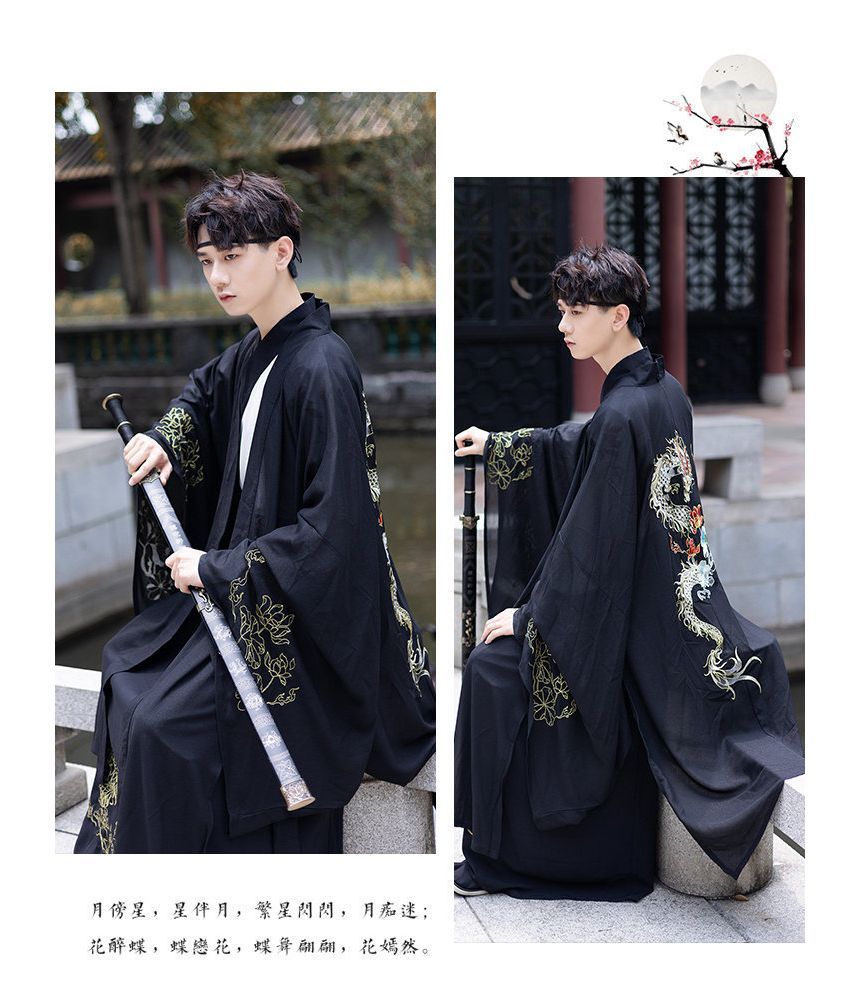 Couple Matching Embroidered Hanfu Jacket / Blouse / High Waist Maxi A