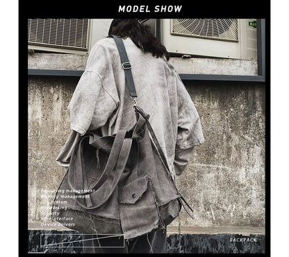 Multi-Pocket Frayed Bag Crossbody