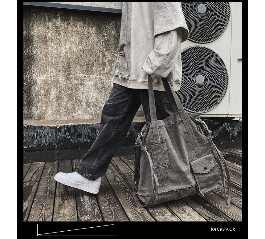 Multi-Pocket Frayed Bag Crossbody