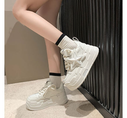 Star Applique Lace-Up Platform Sneakers