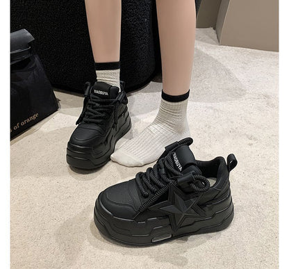 Star Applique Lace-Up Platform Sneakers