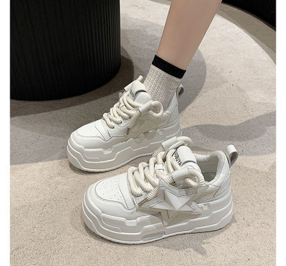 Star Applique Lace-Up Platform Sneakers