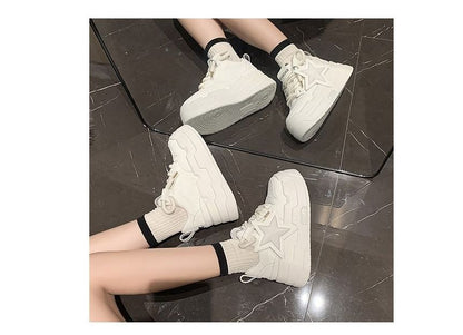 Star Applique Lace-Up Platform Sneakers