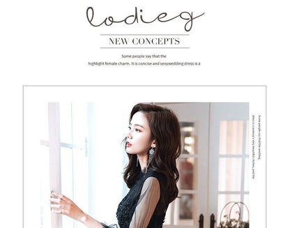 Puff-Sleeve Mock Neck Flower Embroidered Beaded A-Line Evening Gown / Midi Cocktail Dress