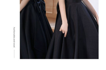 Sleeveless Scoop Neck Plain Bow Back A-Line Evening Gown