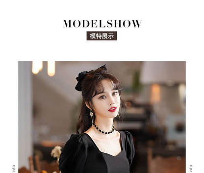 A-Line Gown Cocktail Two Sequin Dress / Puff-Sleeve Evening Tone