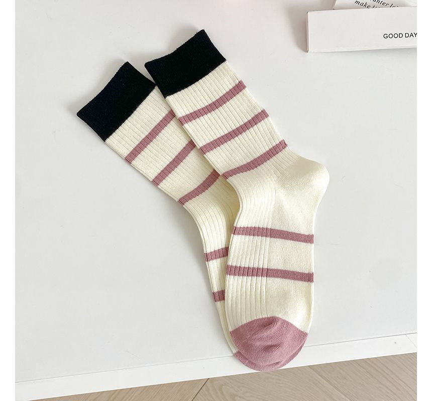 Set of 2 Pairs: Printed Ribbed Socks