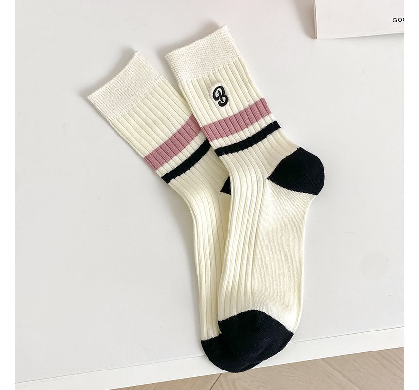 Set of 2 Pairs: Printed Ribbed Socks