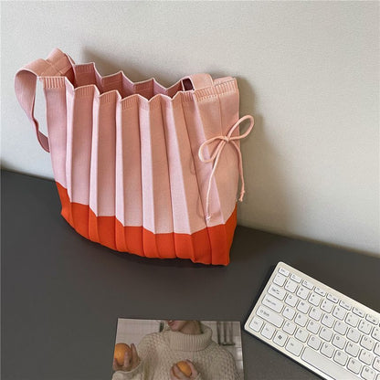 Two Tone Knit Shopper Bag