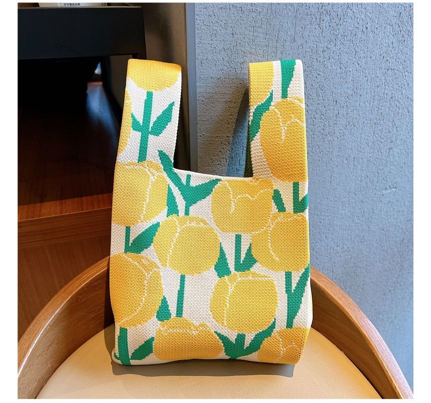 Patterned Knit Shopper Bag