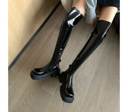Faux Leather Over-the-Knee Boots