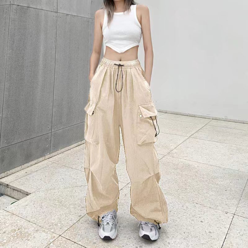 High Waist Pocket Loose-Fit Wide-Leg Cargo Pants