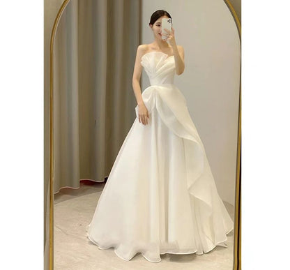 Strapless Shirred A-Line Wedding Gown