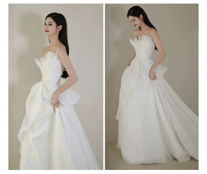 Strapless Shirred A-Line Wedding Gown