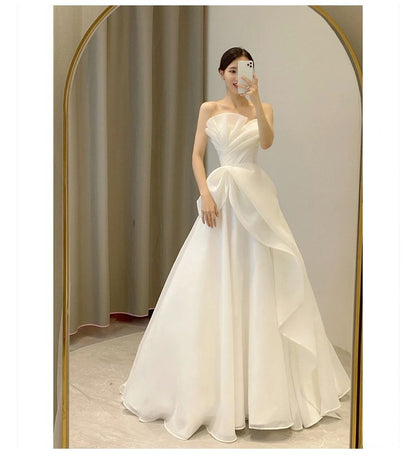 Shirred Gown Wedding A-Line Strapless