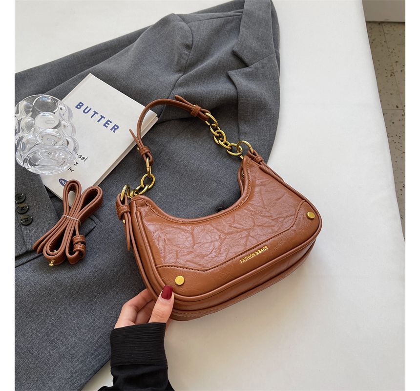 Panel Faux Leather Shoulder Bag