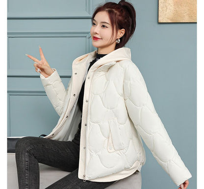 Mock Two-Piece Quilted Hooded Zip Jacket