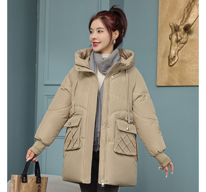 Plain Hooded Zip Puffer Jacket