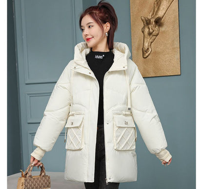 Plain Hooded Zip Puffer Jacket