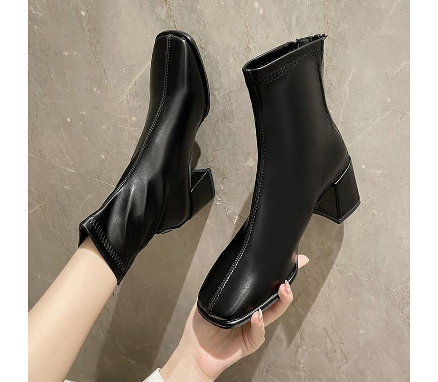 Square Toe Chunky Heel Boots