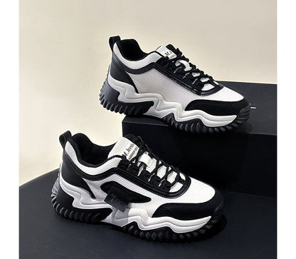 Applique Contrast Trim Lace-Up Platform Sneakers