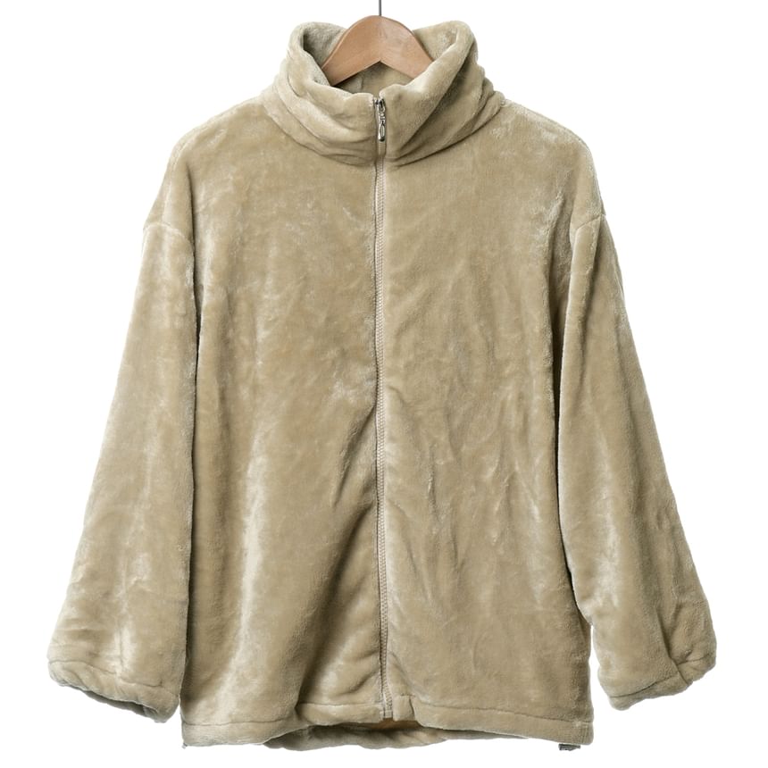 Plain Zip Teddy Jacket