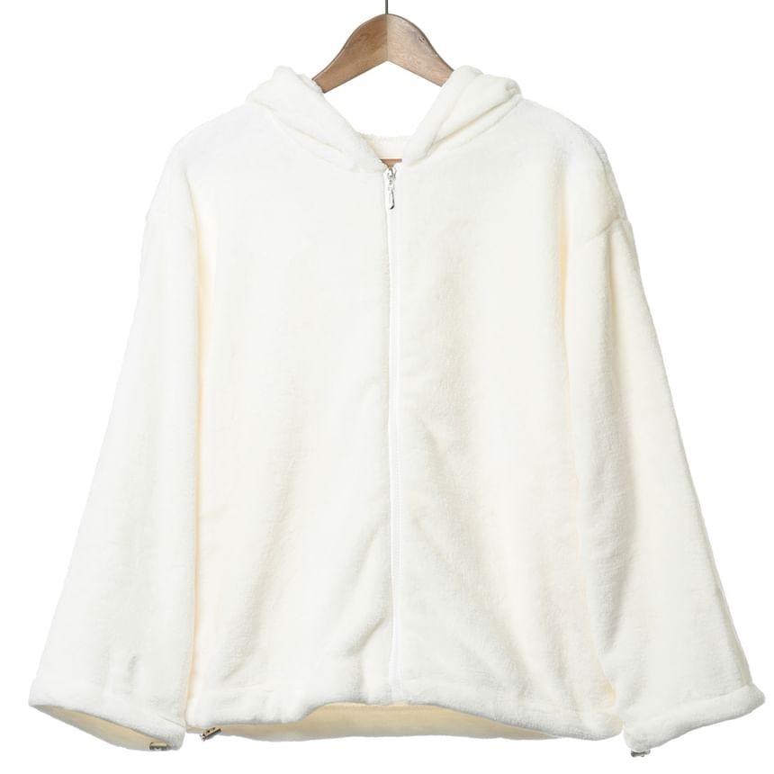 Plain Zip Teddy Jacket