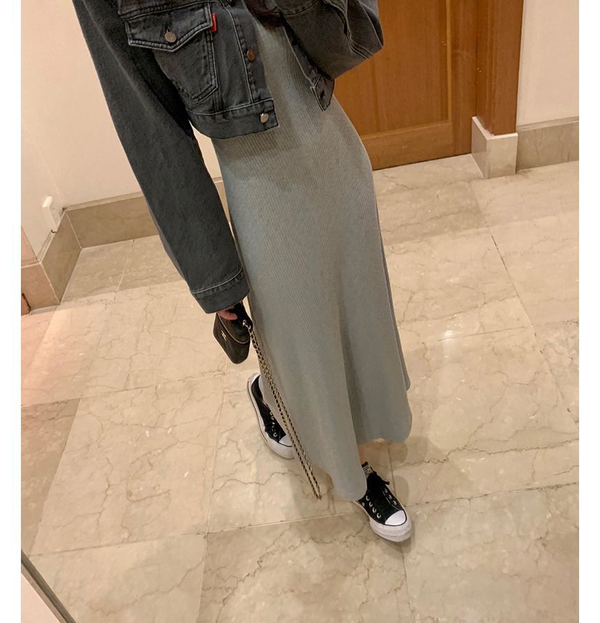 Crewneck Long Sleeve T-Shirt Style Maxi Dress