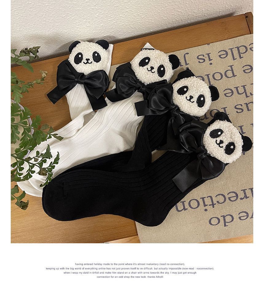 Plain Panda Bow Socks