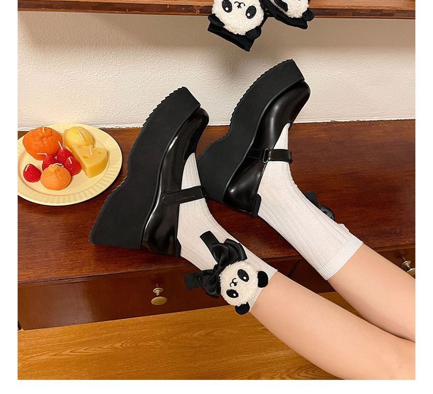 Plain Panda Bow Socks