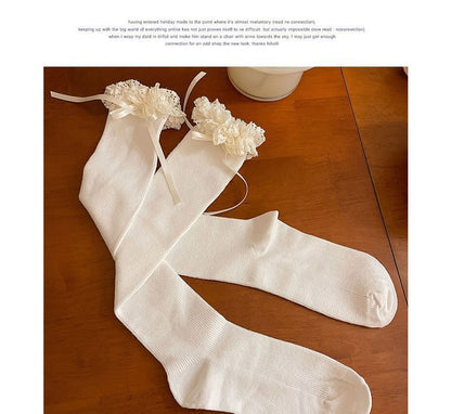 Plain Ruffled Ribbed Tall Socks