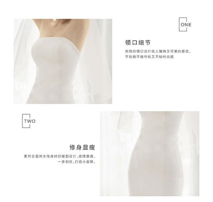 Strapless Plain Mermaid Wedding Gown