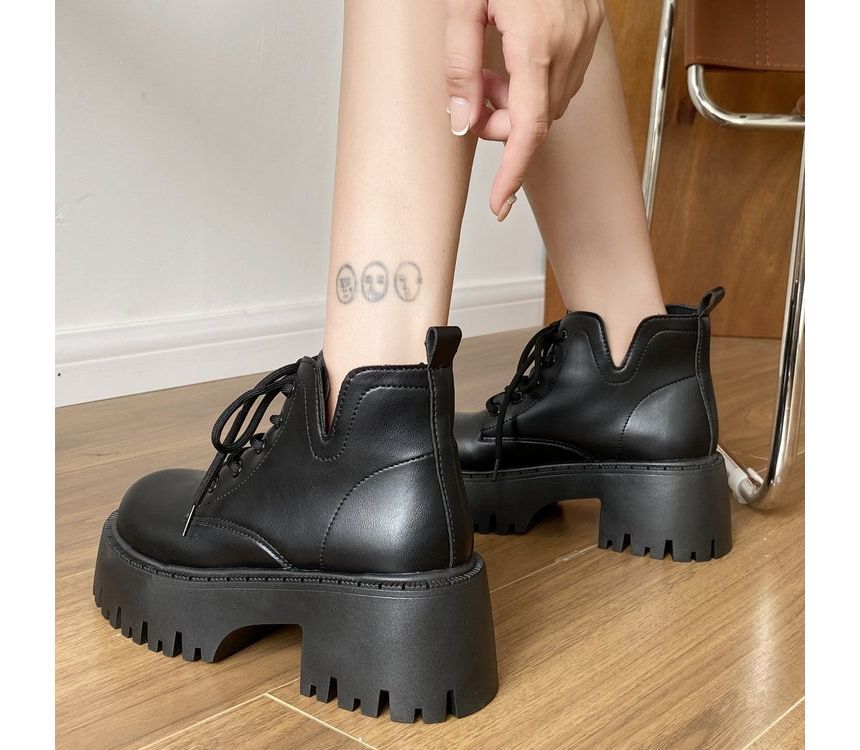 Lace-up Platform Chunky Heel Ankle Boots