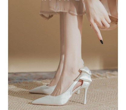Cutout Bow Stiletto Heel Pumps