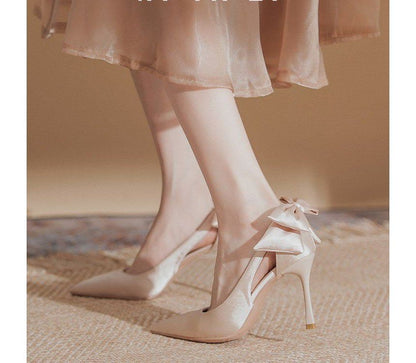 Cutout Bow Stiletto Heel Pumps