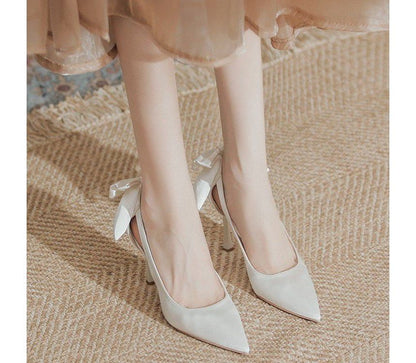 Cutout Bow Stiletto Heel Pumps