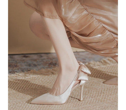 Cutout Bow Stiletto Heel Pumps