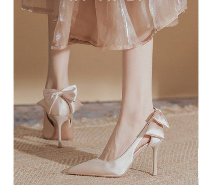 Cutout Bow Stiletto Heel Pumps
