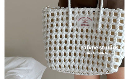 Lettering Fingerless Knit Gloves Applique