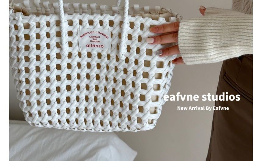 Lettering Fingerless Knit Gloves Applique