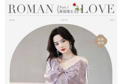 Cold-Shoulder Sequin Bow Faux Pearl Mermaid Evening Gown