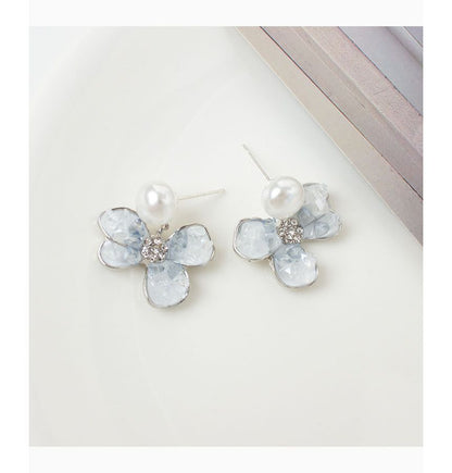 Floral Faux Pearl Drop Earring / Clip-On Earring