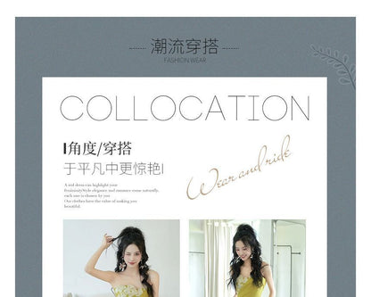 Tube Slit Applique Ruched A-Line Evening Floral Gown