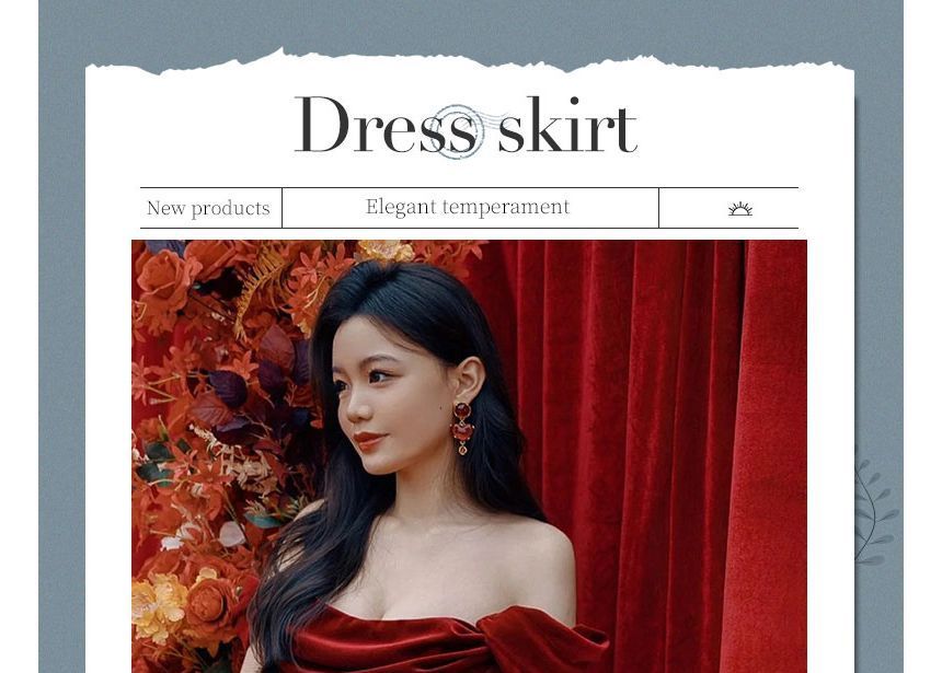 Short-Sleeve Shoulder Off Ruched Slit Velvet Sheath Plain Gown Evening