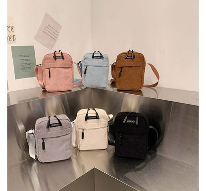 Applique Corduroy Crossbody Bag