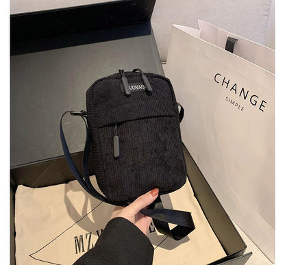 Applique Corduroy Crossbody Bag